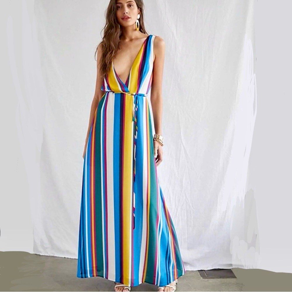 Multicolor Striped Maxi Dress